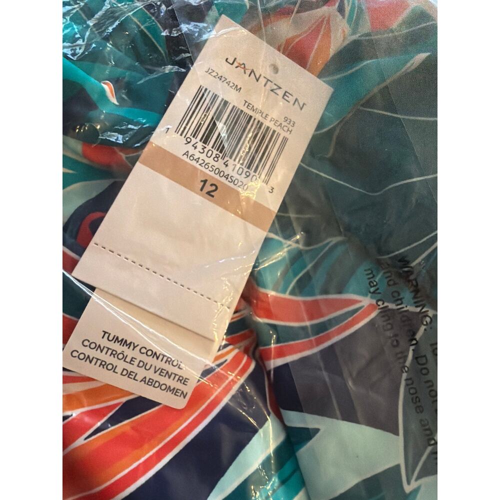 Jantzen blue hibiscus temple peach Adjustable Straps swimsuit 12 - Picture 5 of 5